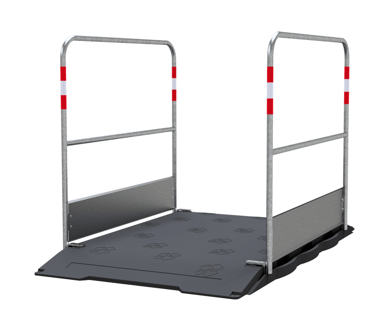 Grabenbrücke Kunststoff 1000 x 1700 mm mit Geländer - temporäre Laufbrücke für Baustellen