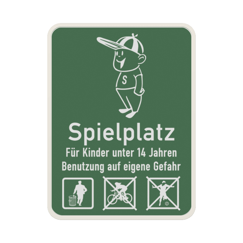 Schild Spielplatz für Kinder unter 14 Jahren (Grün) - reflektierend
