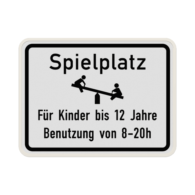 Schild Spielplatz für Kinder unter 12 Jahren (Weiß) - reflektierend