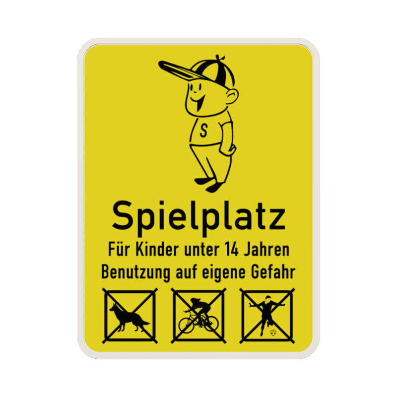 Schild Spielplatz für Kinder unter 14 Jahren (Gelb) - reflektierend