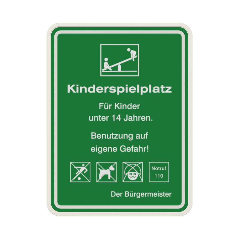 Schild Kinderspielplatz für Kinder unter 14 Jahren 3:2 (Grün) - reflektierend