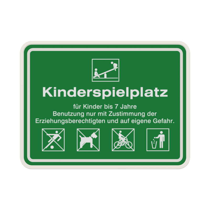 Schild Kinderspielplatz für Kinder unter 14 Jahren 2:3(Grün) - reflektierend