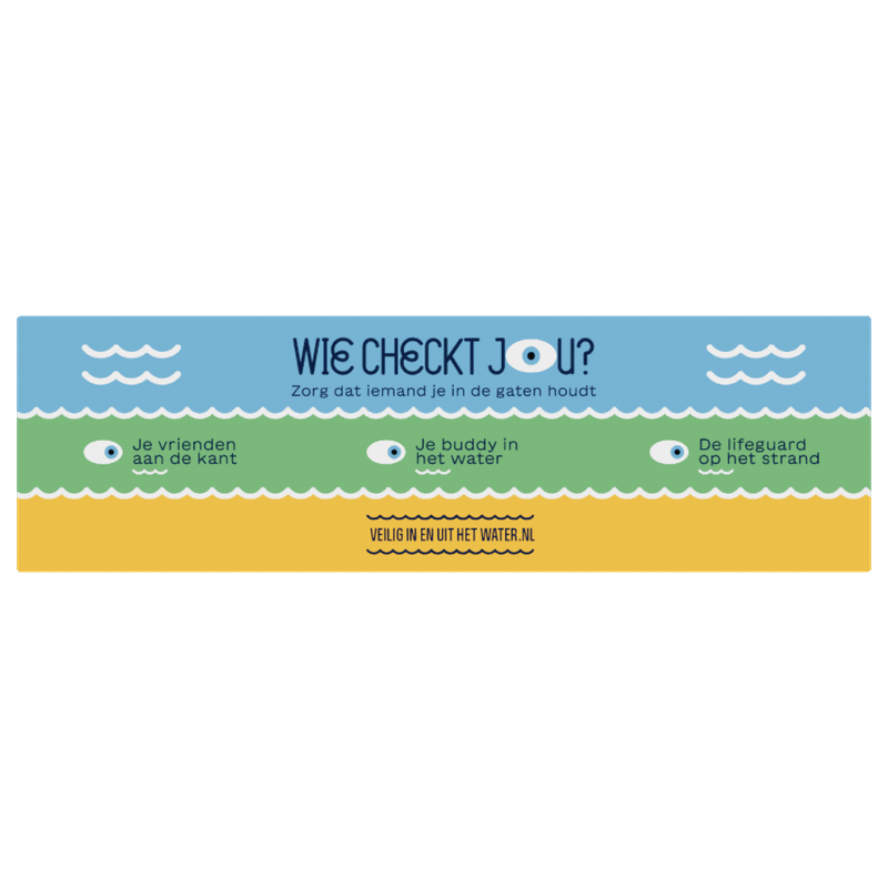 Sticker Wie Checkt Jou (Veiliginenuithetwater.nl) 1000x300mm - Vinyl High Tack