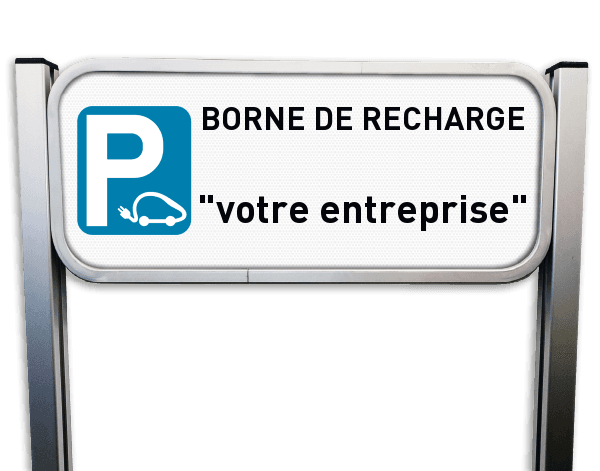 Panneau personnalisable pour borne de recharge avec poteaux