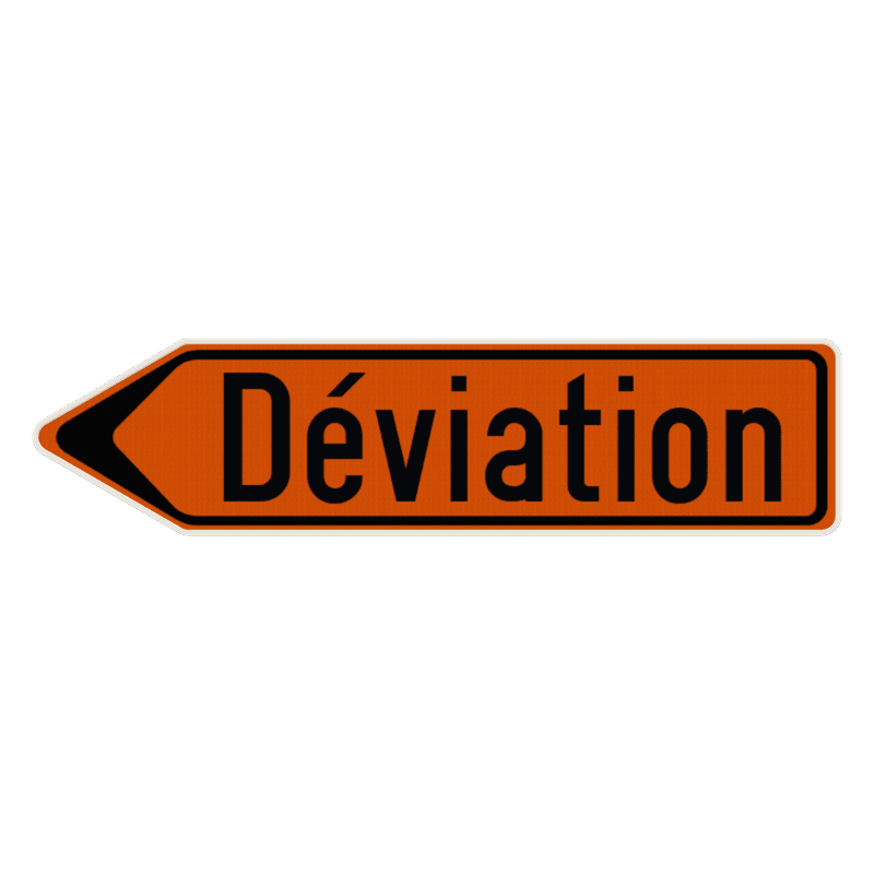 Panneau temporaire F41 - Itinéraire de déviation - Gauche