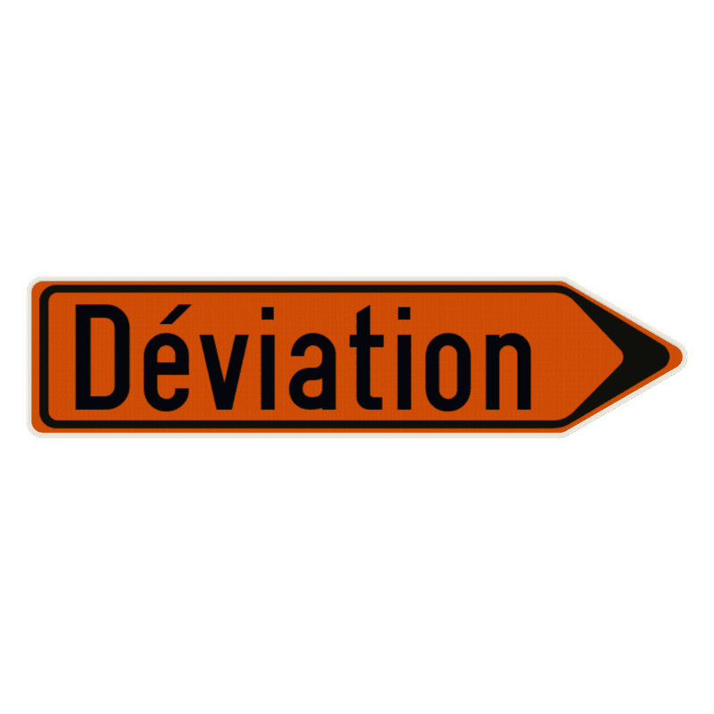 Panneau temporaire F41 - Itinéraire de déviation - Droite