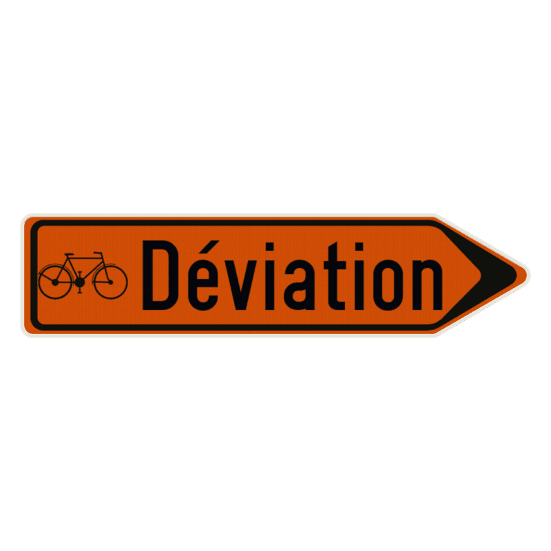 Panneau temporaire F41 Déviation à droite avec texte et pictogramme personnalisés