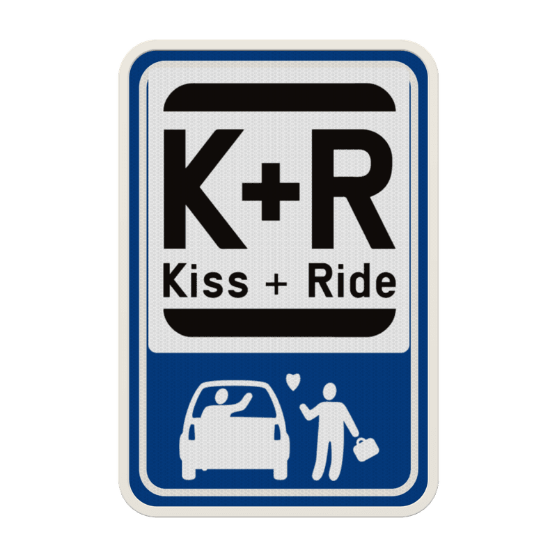 Panneau Kiss & Ride avec pictogramme pour zone dépose-minute
