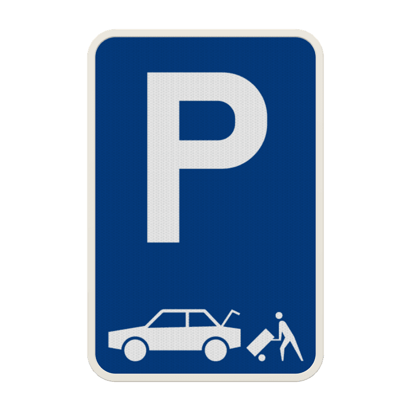Panneau de zone réservée aux livraisons voiture avec symbole de stationnement