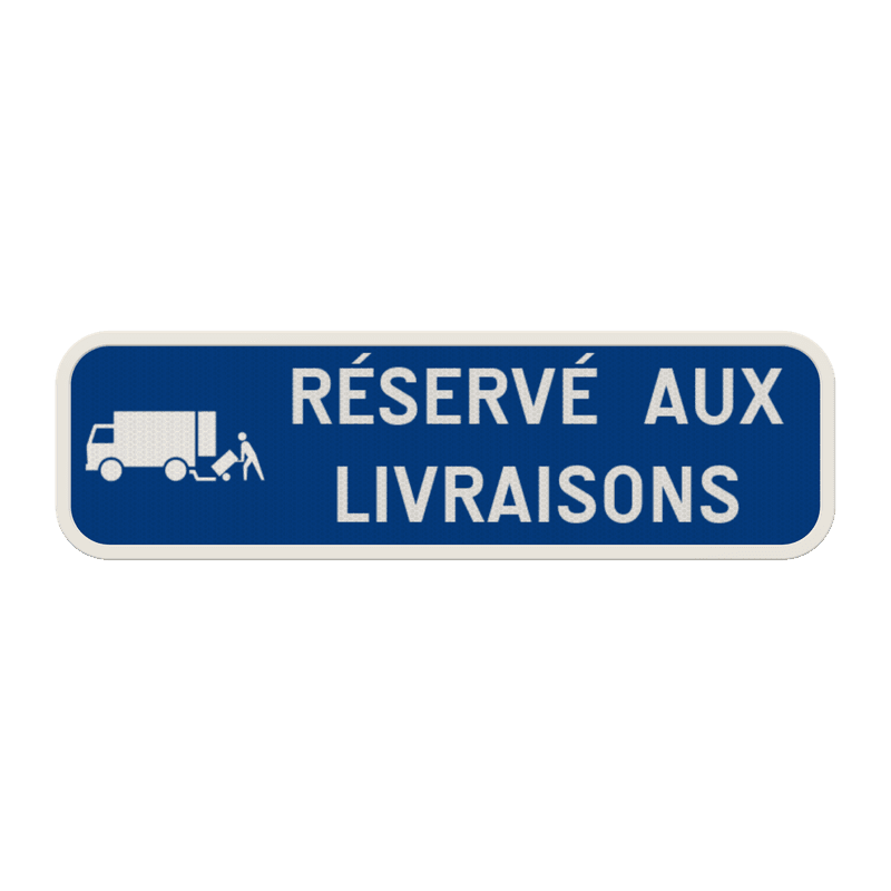 Panneau horizontal personnalisable avec pictogramme réservé aux livraisons