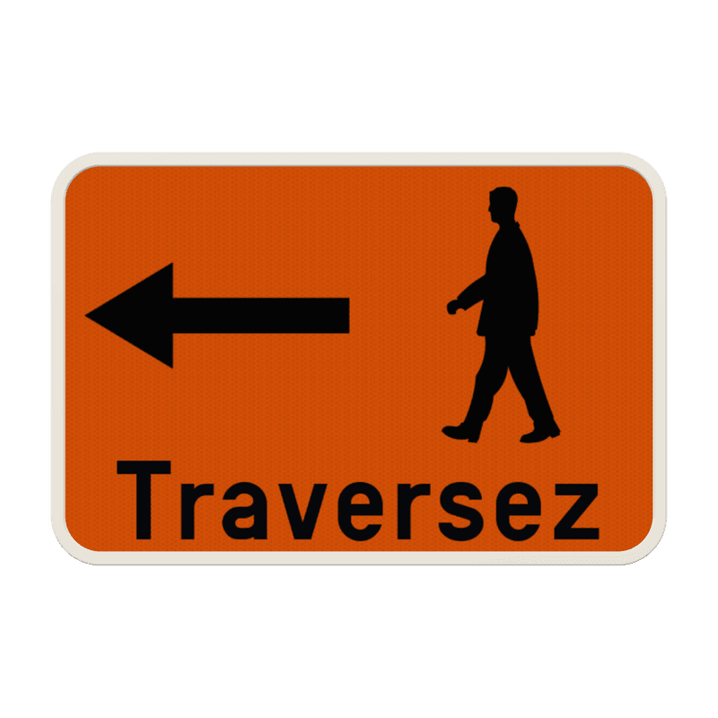 Panneau d'information - Passage pour piétons ici - Pictogrammes - Texte personnalisé