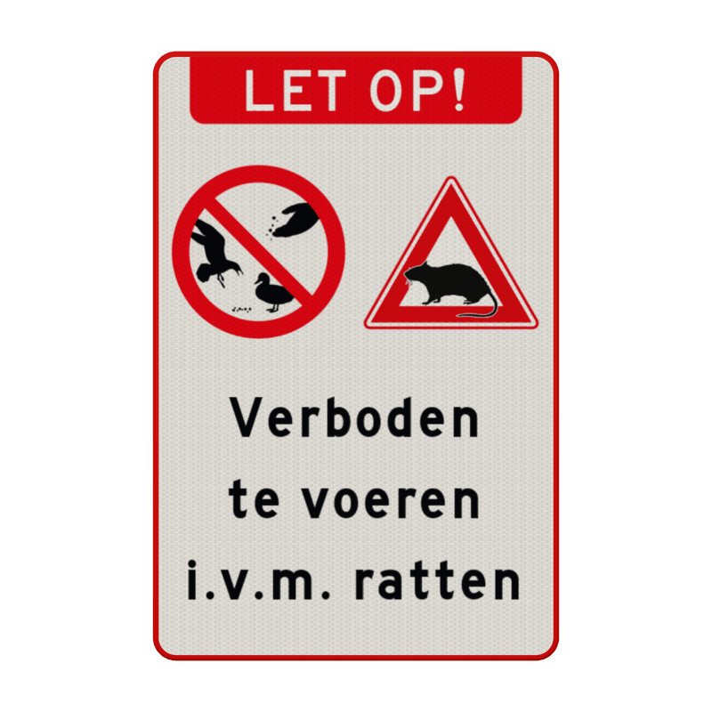 Informatiebord verboden vogels/eendjes te voren i.v.m. ratten - reflecterend
