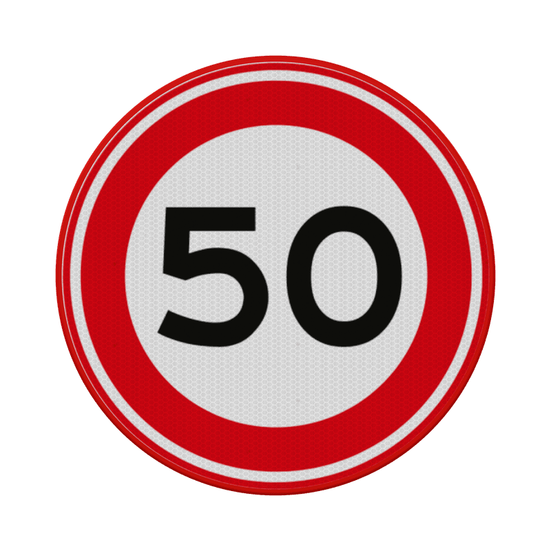 Verkeersbord maximum snelheid 50 km/u RVV A01-50 - reflecterend