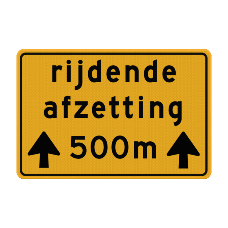 Verkeersbord rijdende afzetting + afstand - reflecterend