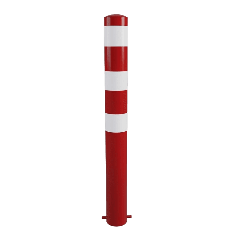 Beschermpaal Ø108x1300mm staal verzinkt - rood/wit - met grondanker