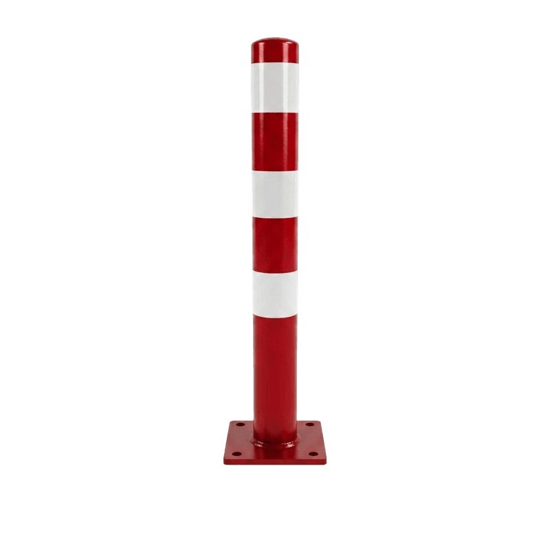Beschermpaal Ø108x900mm staal verzinkt - rood/wit - met vloermontage