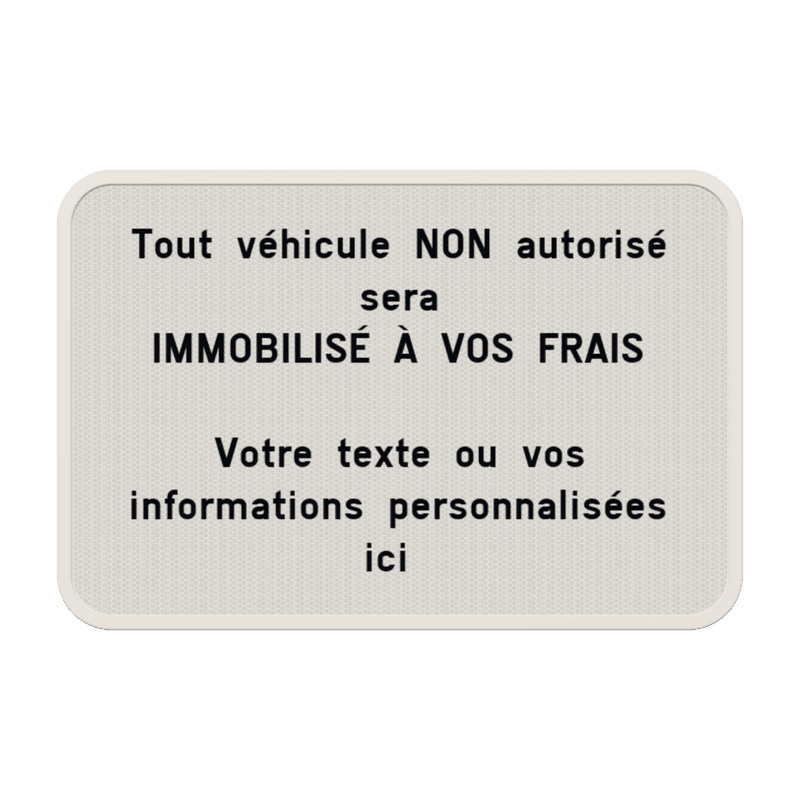 Panneau texte personnalisé - rectangulaire blanc/noir