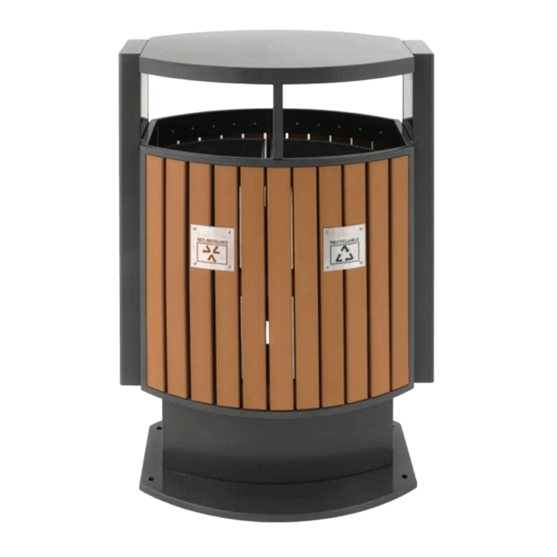 Buitenafvalbak afvalscheiding TS-GROVE-DUO-78L houtlook - 2x39 liter