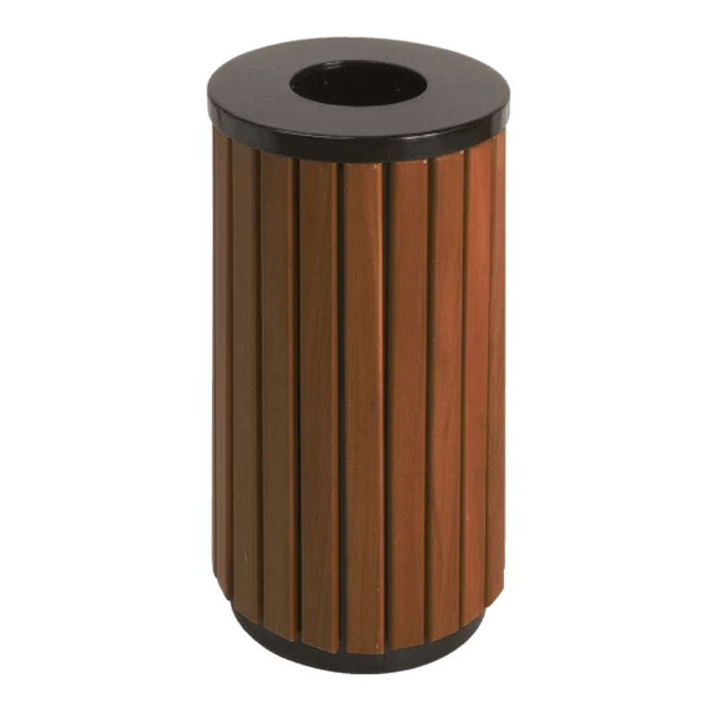 Buiten prullenbak rond TS-GROVE-TOP-40L houtlook - 40 liter