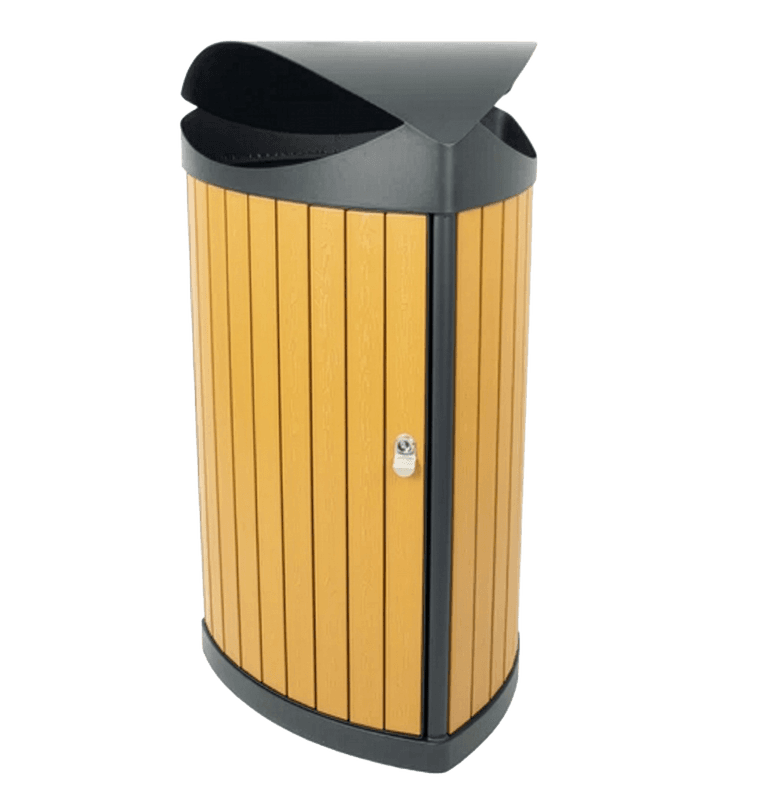 Buiten afvalbak TS-TRICOVE-WD-60L driehoekig staal zwart - 60 liter