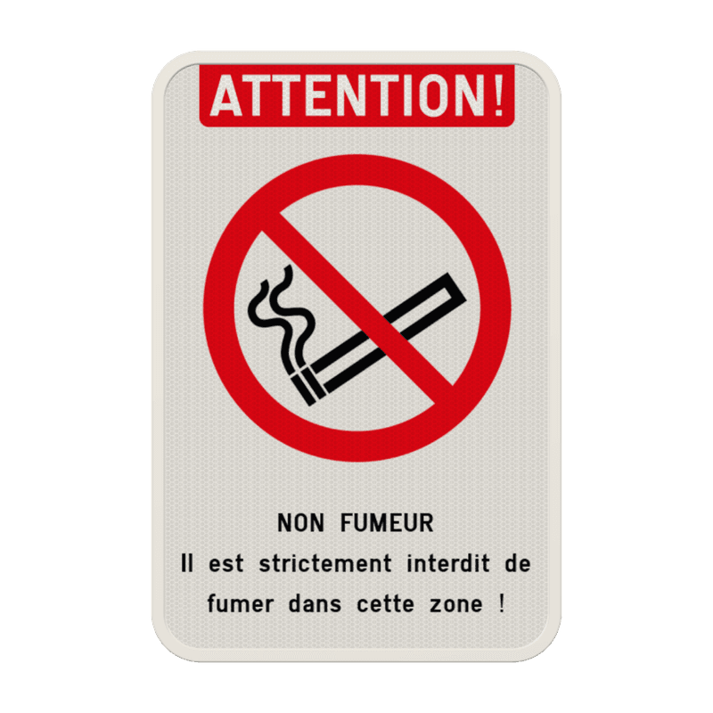 Panneau avec couvre chant interdiction de fumer avec textes et pictogramme personnalisables
