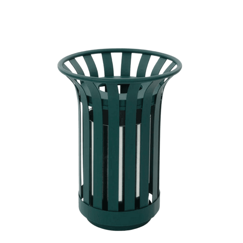 Buiten prullenbak TS-CITYFLARE-23L groen staal, rond - 23 liter