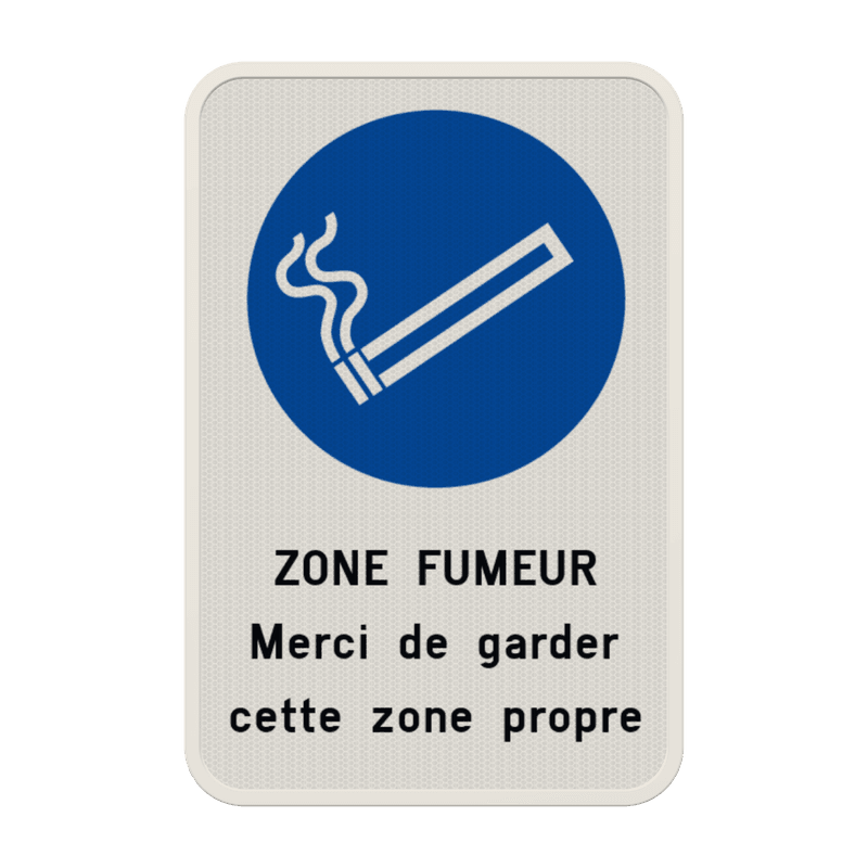 Panneau avec couvre-chant pour zone fumeur – texte et pictogramme personnalisables
