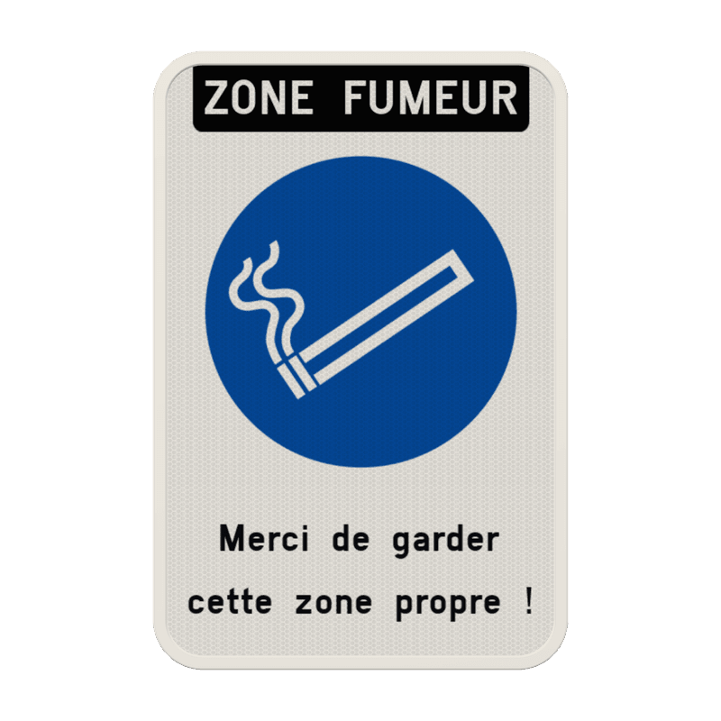 Panneau avec couvre-chant pour zone fumeur personnalisable – Merci de garder cette zone propre
