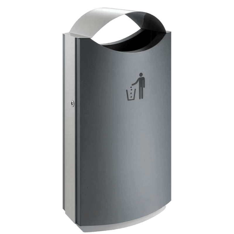 Buitenafvalbak staal grijs TS-STEELCOVE-68L met afdak - 68 liter