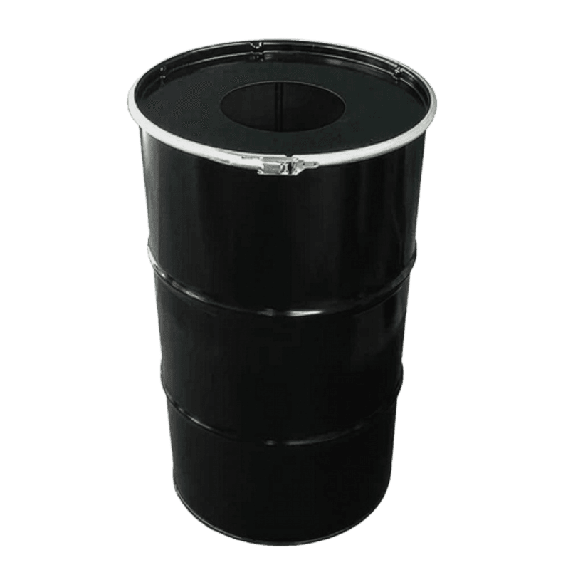 Olievat prullenbak metaal TS-DRUM-120L zwart, voor buiten - 120 liter