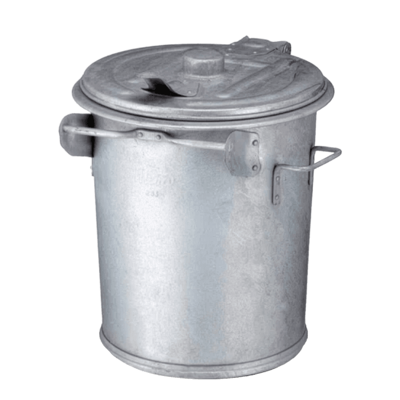 Poubelle en acier galvanisé avec couvercle – 70 L