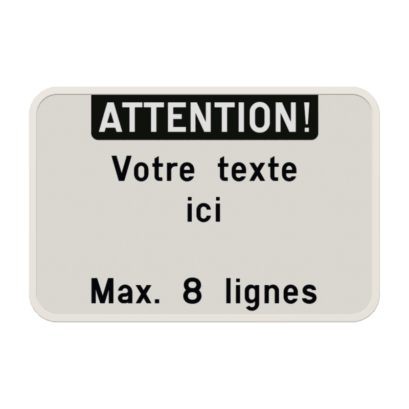 Panneau de Texte Personnalisable - Orientation Paysage Blanc/Noir