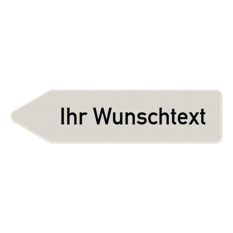 Pfeilwegweiser mit Wunschtext, weiß/schwarz – reflektierend