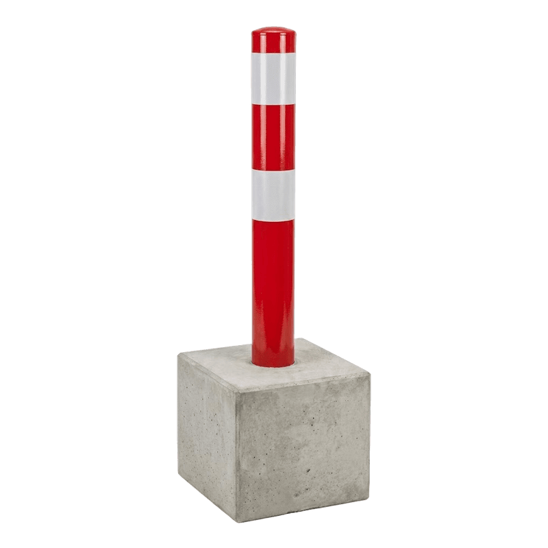 Afzetpaal staal Ø89x750mm met vaste betonvoet 295x295x350mm