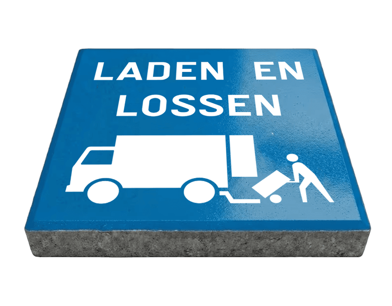 Stoeptegel laden en lossen met pictogram (TS-ST_LL2) - 30x30cm met facetrand