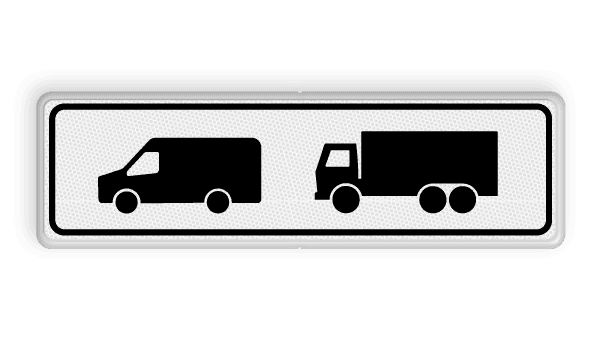 Verkeersbord RVV E22a1 - Onderbord - Geldt voor bussen en vrachtwagens