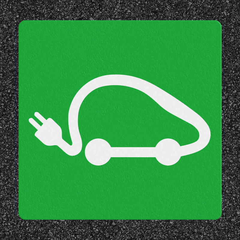 Marquage thermoplastique pour véhicules électriques - plusieurs dimensions - vert et blanc
