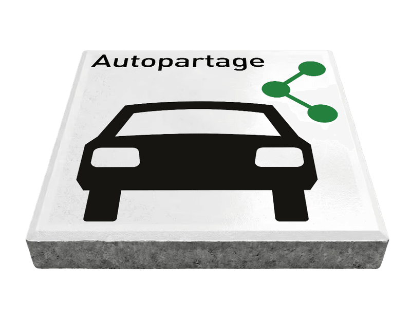 Dalle de signalisation - Autopartage - 30 × 30 cm avec bord biseauté