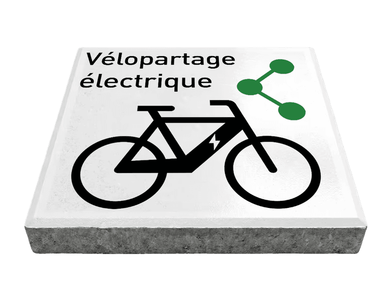 Dalle de signalisation - vélopartage électrique - 30 x 30 cm avec bord biseauté