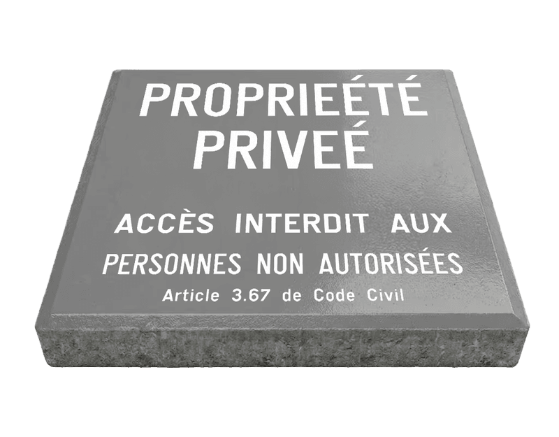 Dalle de signalisation - propriété privée - 30 x 30 cm avec bord biseauté