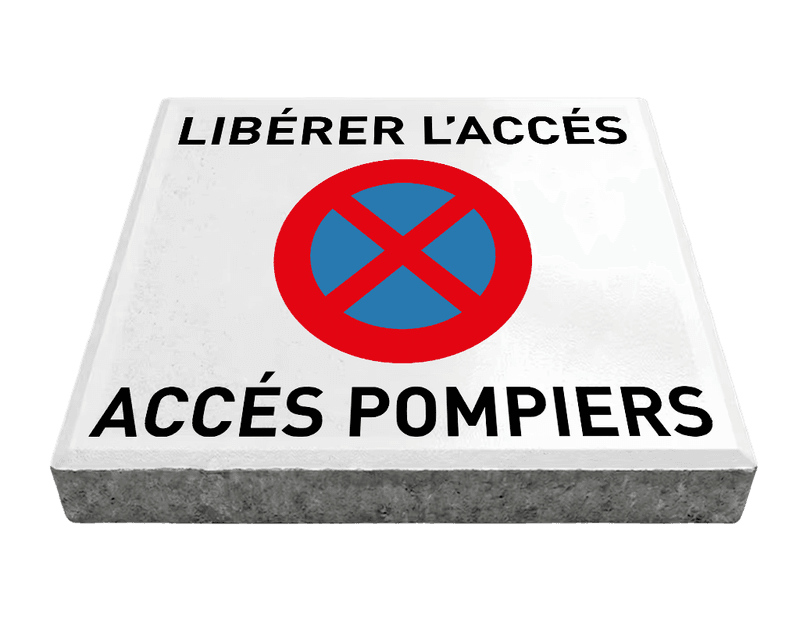 Dalle de signalisation - accès pompiers, libérer l'accès - 30 × 30 cm avec bord biseauté