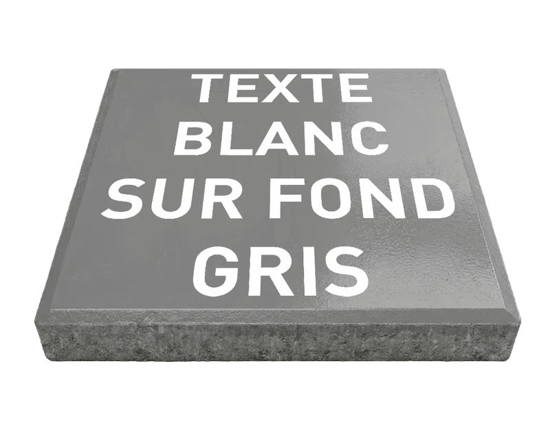 Dalle de signalisation - texte blanc sur fond gris - 30 x 30 cm avec bord biseauté