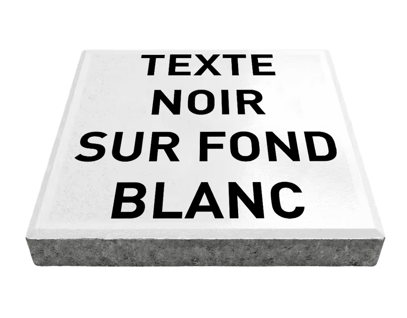 Dalle de signalisation - texte blanc sur fond noir - 30 x 30 cm avec bord biseauté