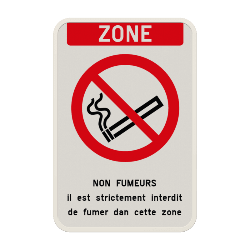 Zone - Interdiction de fumer - Texte personnalisé