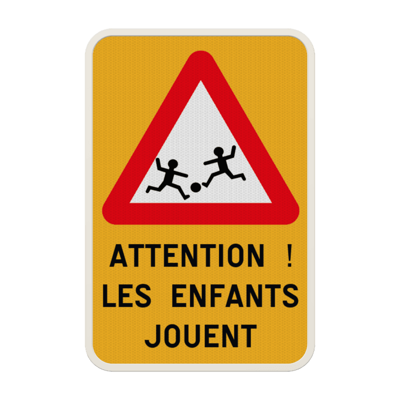Panneau Attention aux enfants personnalisable - zone scolaire et aire de jeux - plusieurs dimensions