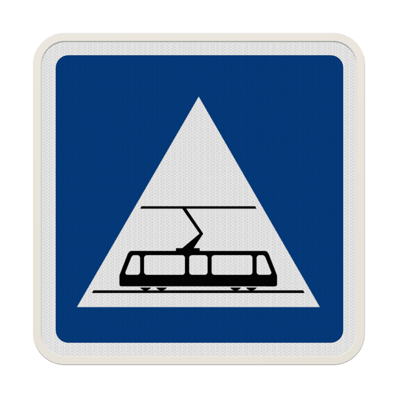 Panneau C20c – Traversée de voies de tramways