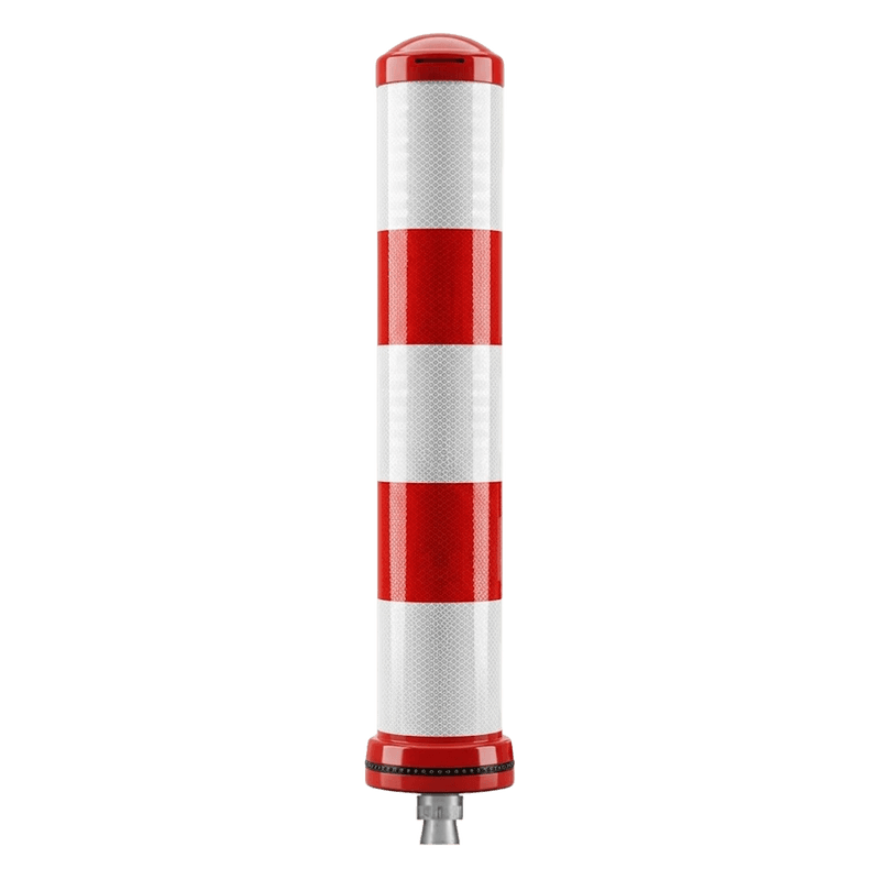 Pole Cone fietspadpaal Ø130x800mm rood/wit verwijderbaar - reflecterend