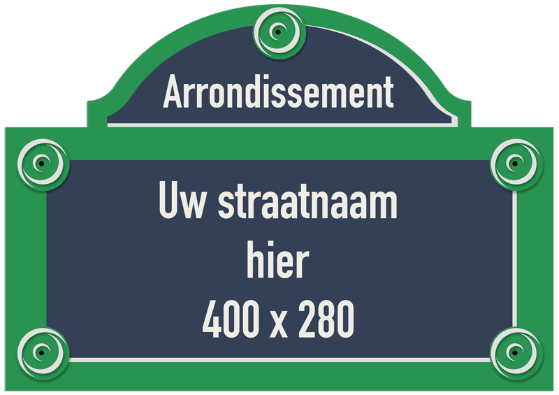 Straatnaambord Parijs - Personaliseerbaar - 400x280mm