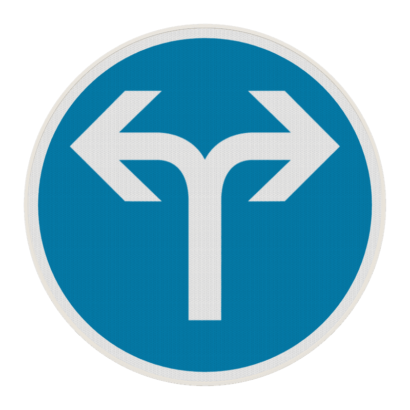 Panneau B21e – Directions obligatoires à droite ou à gauche