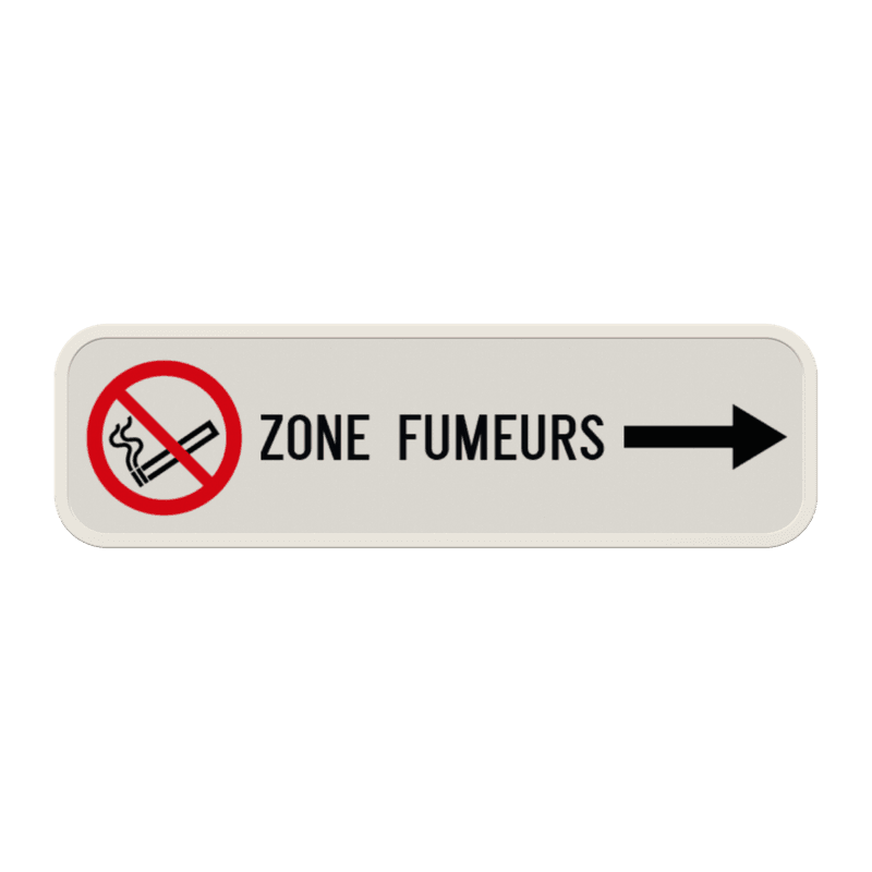 Panneau de signalisation avec flèche directionnelle - Zone non-fumeur